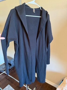 Mono B Charcoal Hooded Open Cardigan